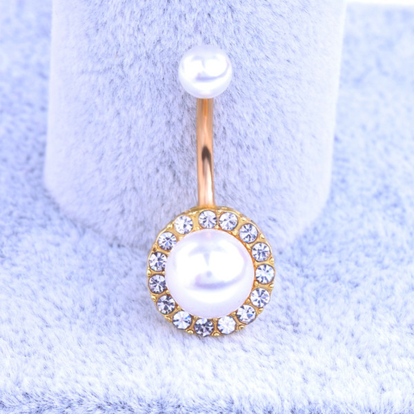 Elegant Flower Shaped Pearl Buckle Body Jewelry Gift High Quality Medical Steel Buckle Piercing Navel Belly Button Ring