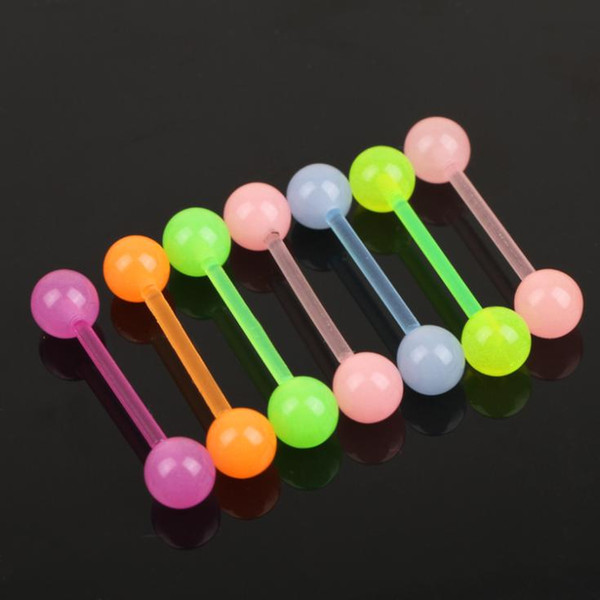 Random Colors Fashion Tongue Barbell Ring Acrylic Uv Tongue Piercing Body Jewelry