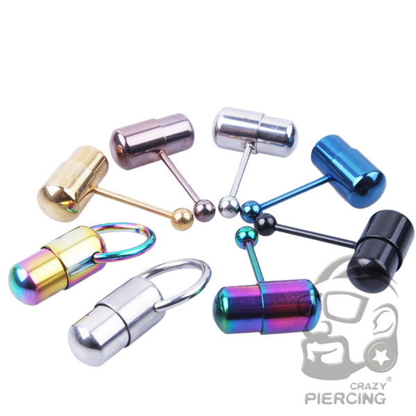 Nueva Llegada Multi Color Silicona Acero Inoxidable Vibrante Bar Lengua Perno Anillo Piercing 10 Estilo