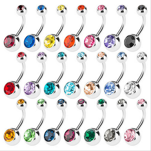 Unids/lote Ezpiercing Ombliacero Quirúrgico único Cristal Strass Ombligo Piercing Ombligo 5mm 8 Bola Nombril