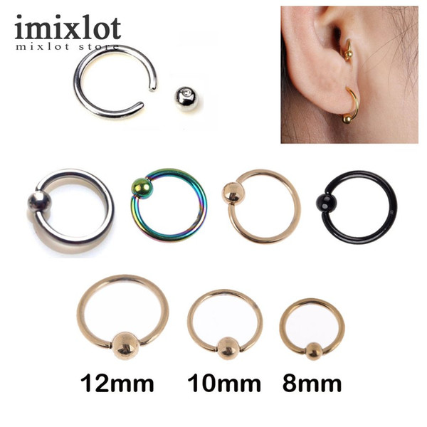 Aro Cautivo Inoxidable Anillos De Cuentas BCR Ceja Tragus Nariz Pezón Anillo Barra Labios Cuerpo Piercing Joyería