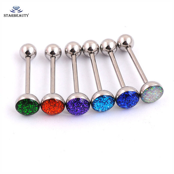 Oil Drop 1pc Fashion Shinning Tongue Ring Stud Stainless Steel Man Woman Fashion Jewelry Silver Color Tongue Piercing Jewelry