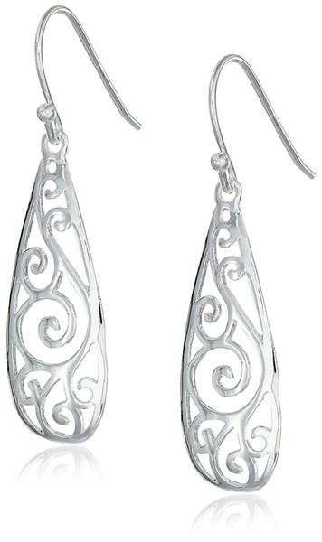 Sterling Silver Filigree Tear Drop Earrings