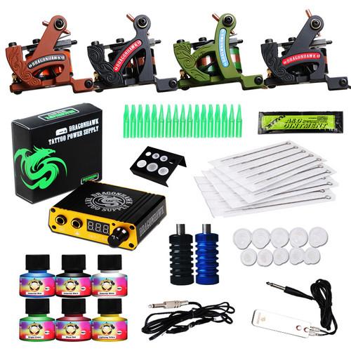 Complete Tattoo Kits 4 Tattoo Guns Machines Immortal Inks Set Needles Power Supply US Warehouse free shipping