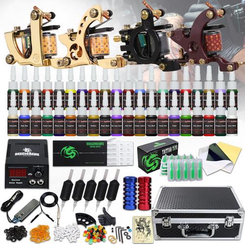 Tattoo Kit 4 Machines Guns 40 Color Inks Power Supply 50 Needles Complete Tattoo Kit for Beginner