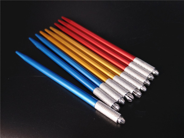 10pcs ermanent Makeup Microblading Pen for 3D Eyebrow Beauty Tattoo Needle Blade Manual Pen for Round Needles Mix Color