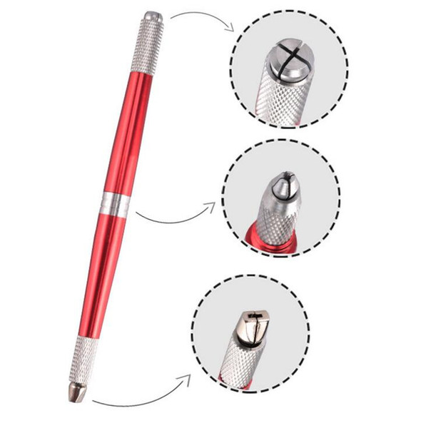 5pcs Professional 2Head Manual Pen Tattoo Permanent Makeup Eyebrow Pen 3D Microblading Embroidery Pen