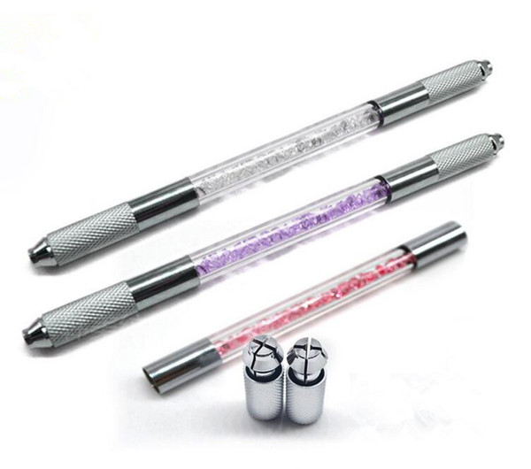 10pcs Permanent Makeup Crystal Pen Eyebrow Cosmetic Microblade Tattoo Pen Manual Lip NeedleTool Supply Double Head