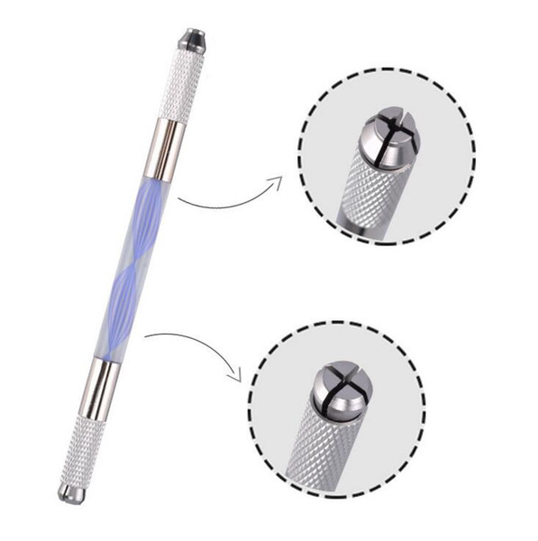 10pcs Microblading pen tattoo machine for permanent makeup eyebrow tattoo manual crystal pen needle blade double heads