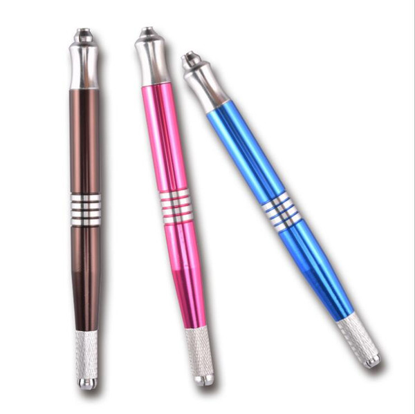 Newest Manual Microblading Tattoo Pen with Dual Crossing Head for Eyebrow Three Colors for Option 10PCS/Lot Free Shipping