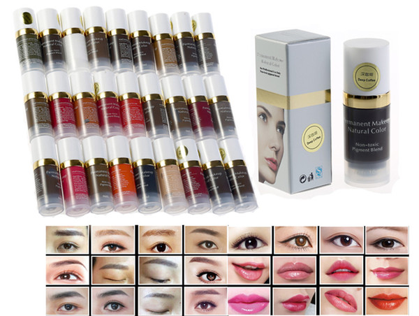 27 color mixing vacuum sterile manual eyebrow tattoo ink permanent makeup paint 10ml