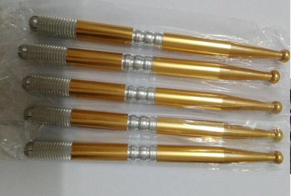 5 pcs New Style Permanent Manual Eyebrow Makeup Tattoo Machine Pen gold Color Free Shipping