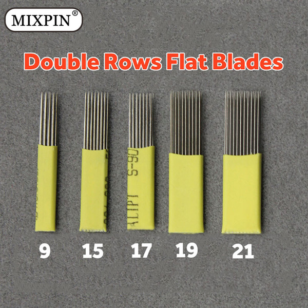 100pcs 9/15/17/19/21Pin Microblading Shading Blades Tattoo Needles DOUBLE ROW Microblading Needles Flat Needle For Fog Brow