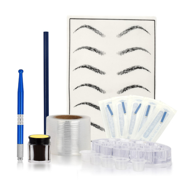 Microblading Set 16pcs Manual Pen Needles Eyebrow Paste Pro Eyebrow Tattoo For Permanent Makeup Tattoo Eyebrow Kits