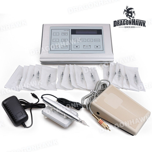 Makeup Tattoo Kit Permanent Eyebrow Professional Kit Tattoo Rotary Machine Digital LCD Power Supply Needles YTJ-2