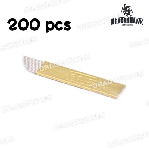 200 PCS Permanent Eyebrow Makeup Needles Blade Tattoo Curved Blade With Needles 100*12F+100*14F