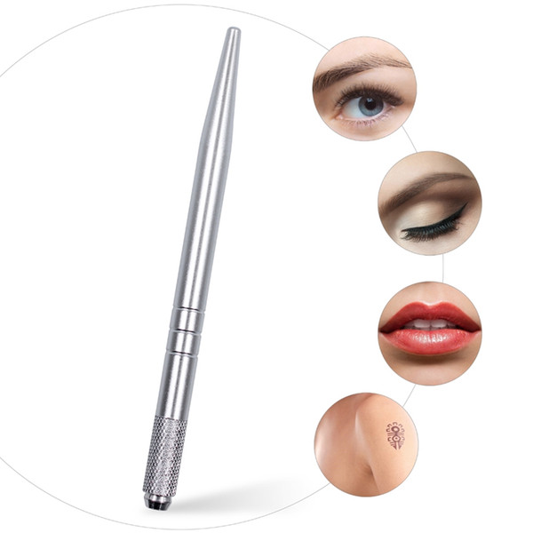 Professional Permanent Makeup Pen 3D Embroidery Tattoo Makeup Manual Pen Permanent Eyebrow Silver Tattoo Machines HHA1139