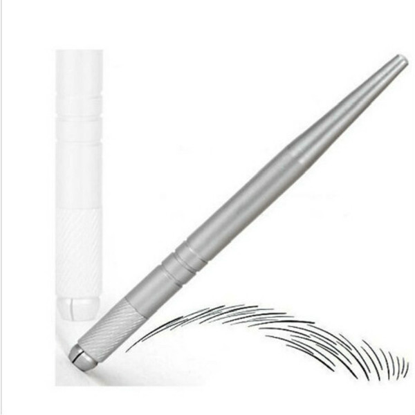 Wholesale-100Pcs silver professional permanent makeup pen 3D embroidery makeup manual pen tattoo eyebrow microblade free shipping