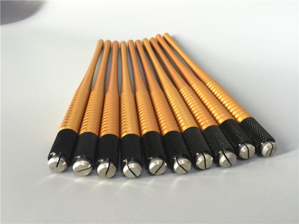 10pcs Yellow Colors Cosmetic Eyebrow Pen Microblading Permanent Makeup Tattoo Manual Pen