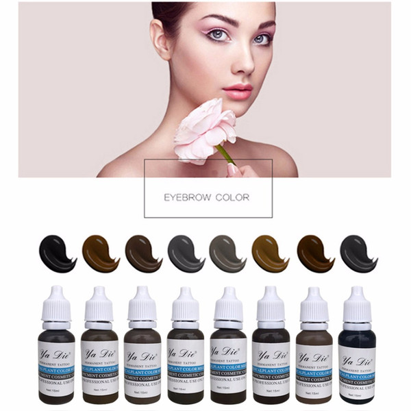 8pcs/lot 15mlPermanent Eyebrown Makeup Pigment Permanent Eyebrow Eyeliner Lip Tattoo Ink Permanent Body Painting Beauty Tattoo ink