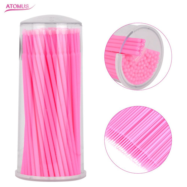 100pcs Disposable Micro Brush Eyelash Extensions Removal Portable Mini Individual Cotton Swab False Lashes Makeup Applicator Stick