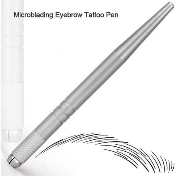 High Quality Aluminum Alloy Silver 3D Embroidery Permanent Makeup Eyebrow Pen Professional Manual Tattoo pen 20pcs/lot