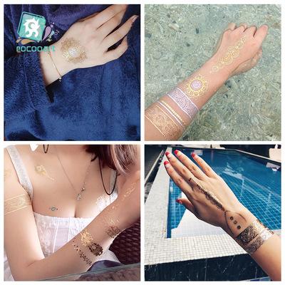 Gold blocking Temporary Tattoos Jewelry Tattoo Sticker party Customized tattoo sticker Body Art tattoo Stick 21*10cm