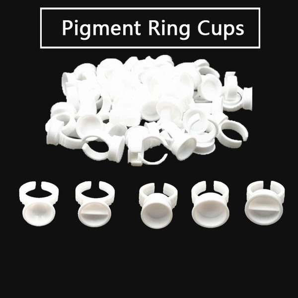 100pcs/bag Disposable Microblading Ink Cups Permanent Makeup Pigment Ring Cup as Microblading Supplies with Different Sizes for Option