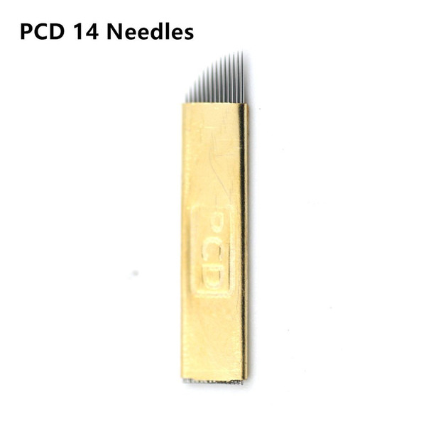 PCD14 pin Slope Microblading Needle Eyebrow Tattoo Blade For Permanent Makeup ink Manual Pen 3D Eyebrow Embroidery machine supplies 50Pcs