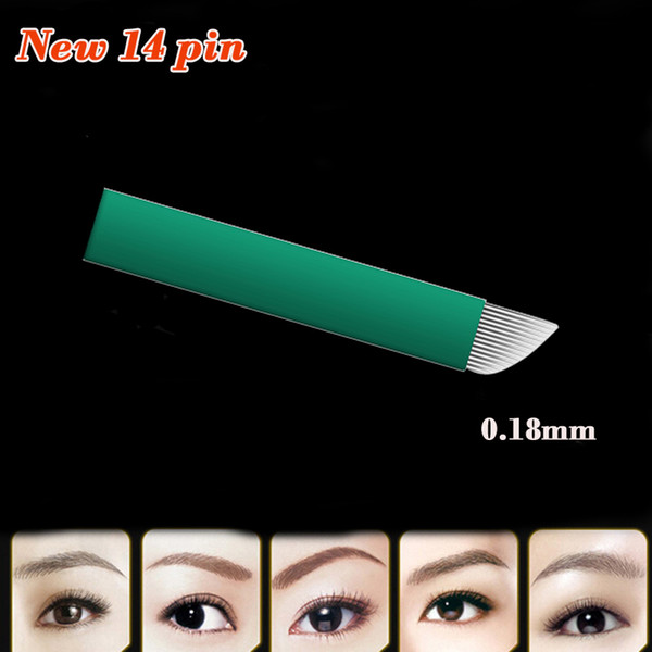 New 0.18mm diameter 14 pin microblading needles blades Lamina Agulha Sobrancelha Tebori Microblading 14 Pontas Flex brow tatoo