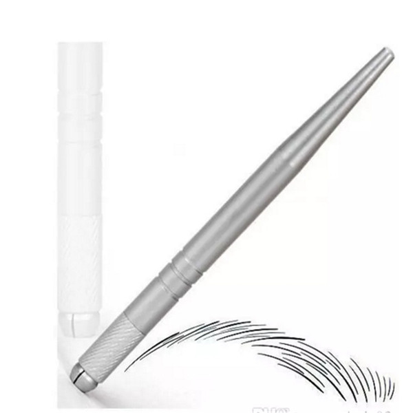 New 100Pcs silver permanent makeup pen 3D embroidery makeup manual pen tattoo eyebrow microblade free shipping 2017092403