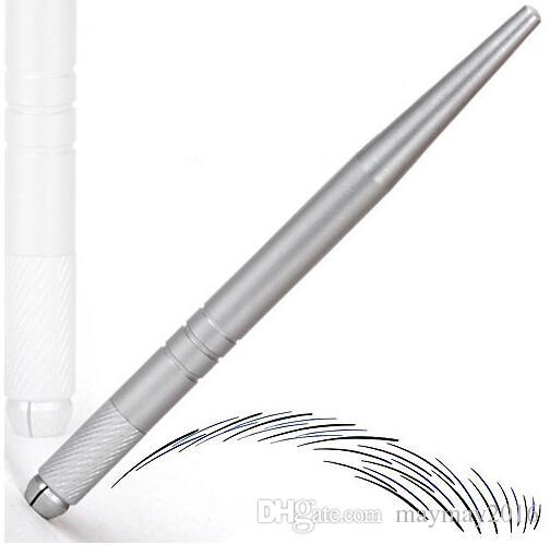 Wholesale-100Pcs silver professional permanent makeup pen 3D embroidery makeup manual pen tattoo eyebrow microblade free shipping