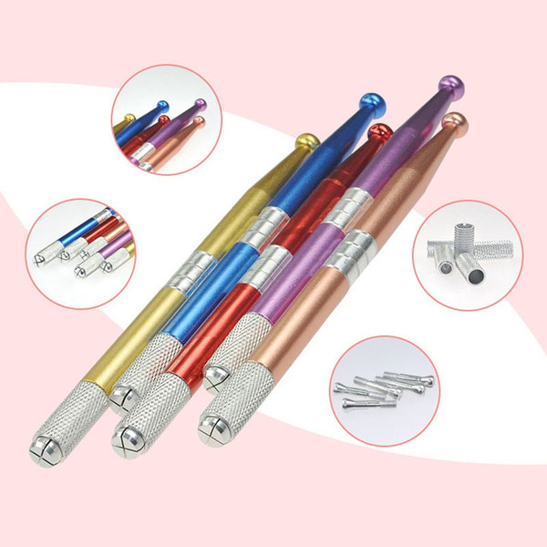 Alloy Professional Permanent Makeup Manual Pen 3D Eyebrow Embroidery Handmade Tattoo MicroBlading Pen Free Shipping ZA3386