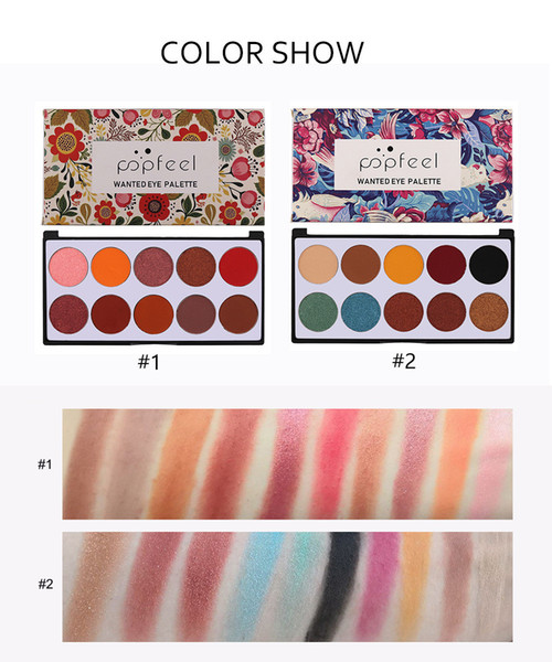 POPFEEL Wanted Eye Palette Great Pigment 10 Colors Glitter Shimmer Eyeshadow Palette Eye Makeup Set EP10#1 EP10#2