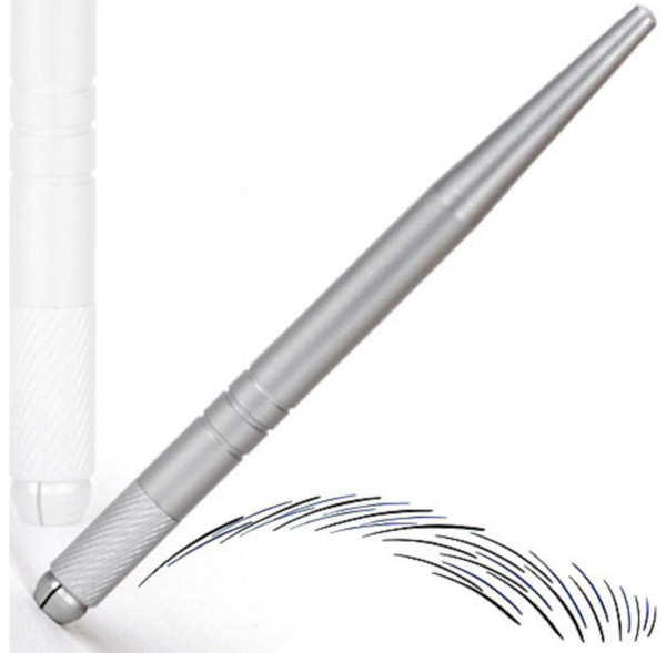 High Quality Aluminum Alloy Silver 3D Embroidery Permanent Makeup Eyebrow Pen Professional Manual Tattoo pen free shipping