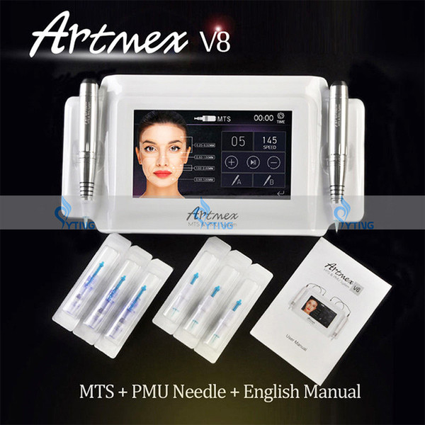 2018 Newest Intelligent Cosmetic Permanent Makeup Machine Digital Artmex V8 Touch Screen Tattoo Set Eyebrow Lip Rotary 2 Pens PMU MTS System