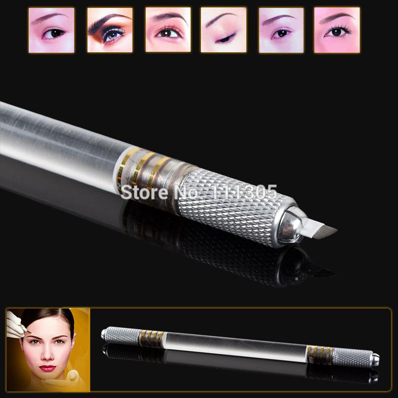 Wholesale-Top Quality Manual Permanent Eyebrow Makeup Tattoo Pen with CHUSE Brand 50pcs 14 Needles Blade