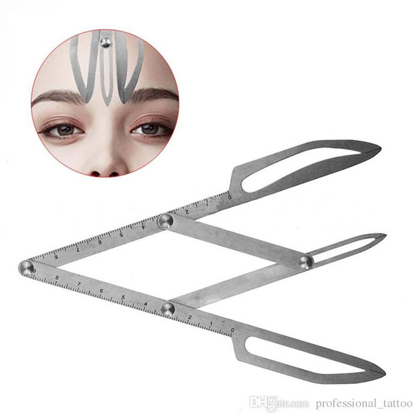 Stainess Steel Eyebrow Grooming Stencil Shaper DIY Eyebrow Positioning Measurement Measure Tool Tattoo Calipers Eyebrow Ruler