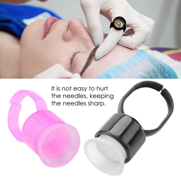 Disposable Tattoo Ink Cap Ring Pigment Black Ring Cup With Sponge Tattoo Accessories Microblading Permanent Makeup Pink Clear Holder 100pcs