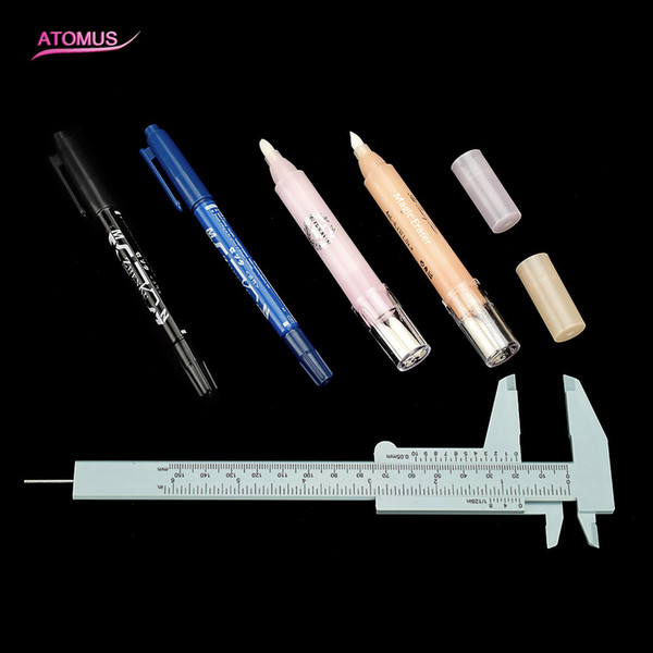 Permanent Makeup Supply Eyebrow Fixed Position Auxiliary Set Tattoo Stencil Ruler Skin Marker Pen Remover For Starter