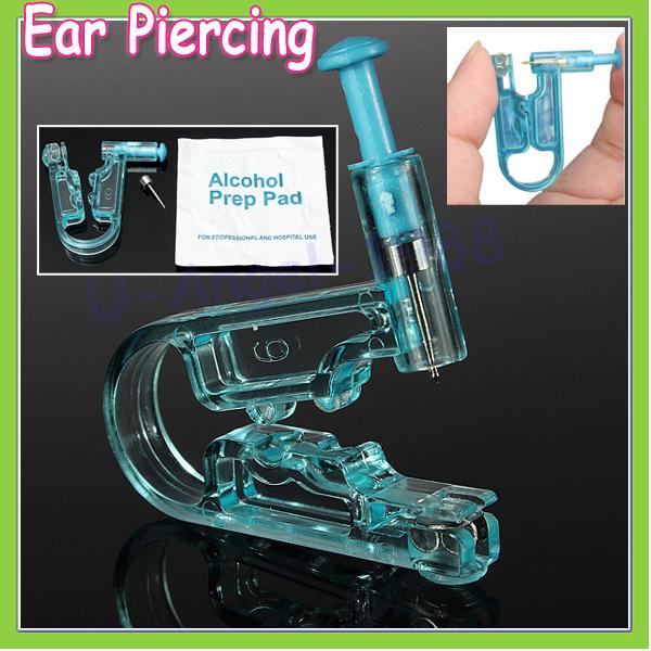 20pcs Women No Pain Ear Piercing Kit Disposable Safe Sterile Body Piercing Gun+Stainless Steel Stud+Alcohol Prep Pad Wholesale