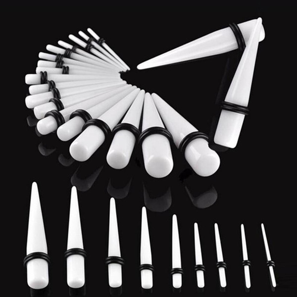 18Pcs/Set 1.6-10mm Acrylic Tapers Ear Plugs Gauge Stretching Kit Piercing For Women Men Body Jewelry Punk Style