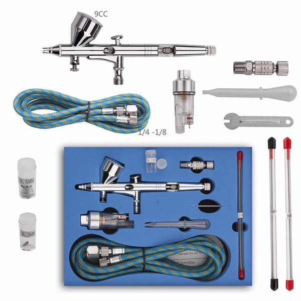 Dual Action Airbrush Kit Temporary Tattoo Set 0.2mm/0.3mm/0.5mm Needle Air Brush comperssor body Paint Art Spray Gun Car