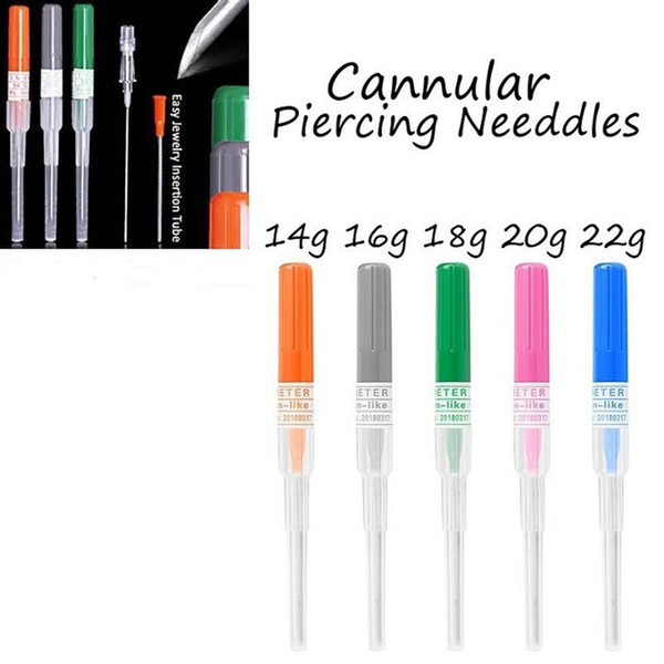 Box of 50pcs I.V. Catheter Body Piercing Needles Body Jewelry Surgical Steel Piercing Needles Supply Sterilized Body Needle
