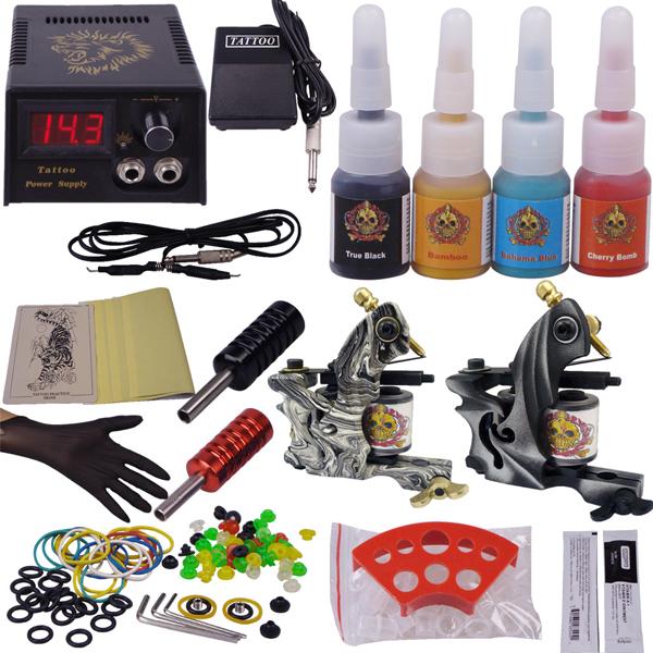 Professional Complete Tattoo Kit Tattoo Starter Set Body Art kit 2 gun Machines YLT-T1 Free Shipping