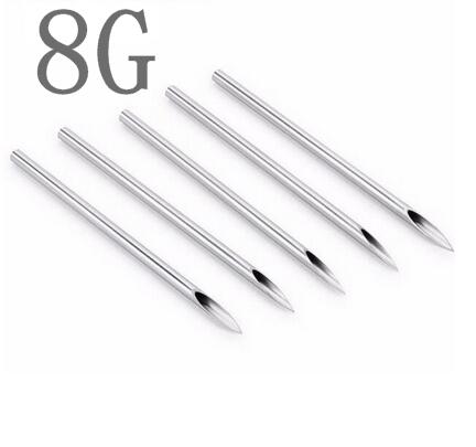 100PC 8G Piercing Needles 8G Sterile Disposable Body Piercing Needles 8G For Ear Nose Navel Nipple Free Shipping