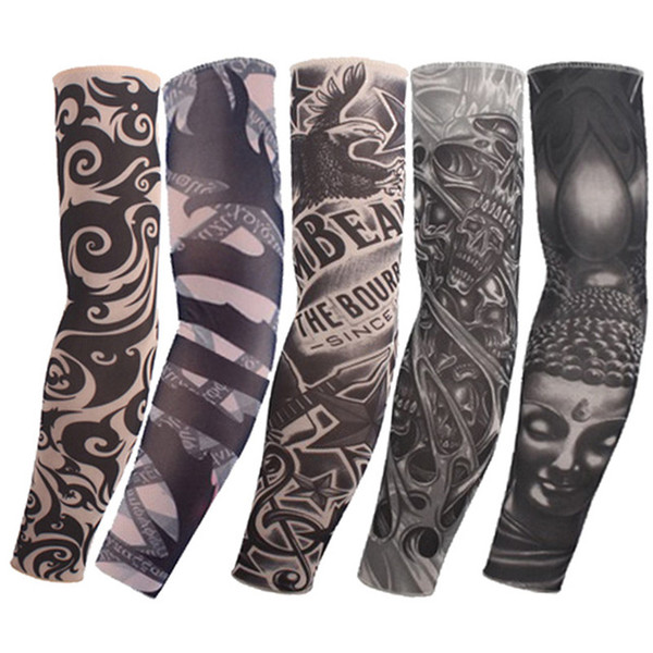 Fashio Elastic Tattoo Sleeves Riding UV Care Cool Printed Sun-proof Arm Protection Glove Fake Temporary Tattoo