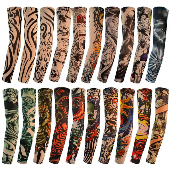 198style Temporary Tattoo Arm Sleeves Arts Fake Slip on Arm Sunscreen Sleeves Body Art Stockings Protector