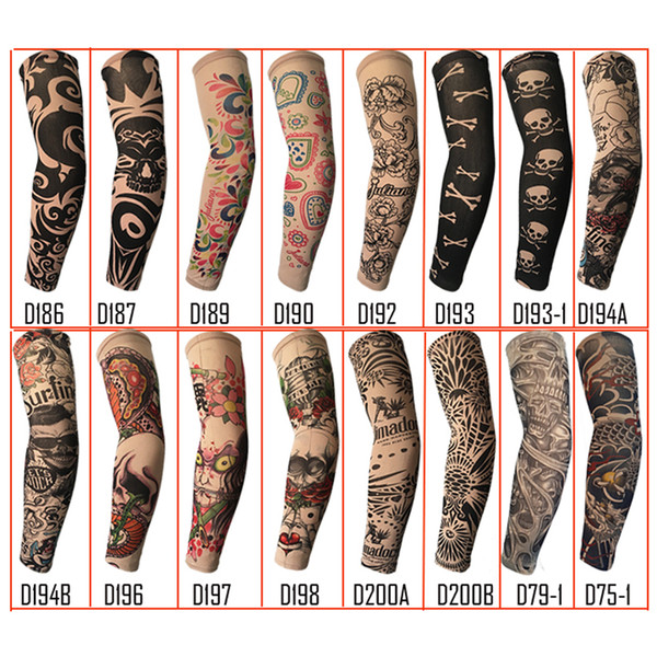 Randomly Trendy Unisex Outdoor Sport Anti-UV Fake Tattoo Sleeves Motorcycle Hiking Arm Protective Warm Stocking Sleeves Temporary Tattoo