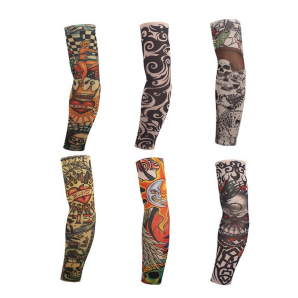 Elastic Tattoo Sleeve Riding UV Care Nylon Stretchy Arm Stockings 24 Colors To Choose Outdoor Fake Temporary Tattoo Sleeves